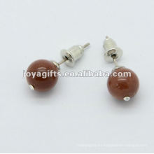 6MM Goldstone piedras preciosas Studded pendientes